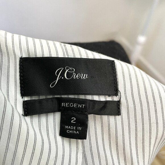 *J. CREW Wool Stretch Classic Preppy Polished Blazer Jacket 1 Button Black  2 - Picture 6 of 8